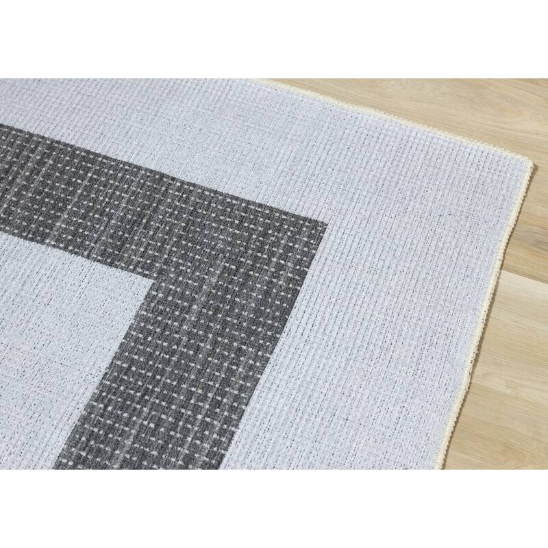 White Grey Passing Moons Printed Area Rug