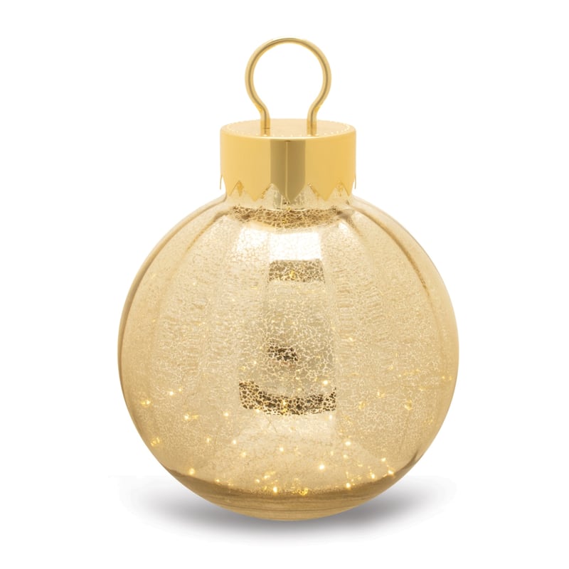 LED Lighted Mercury Glass Christmas Ornament - 13" - Gold