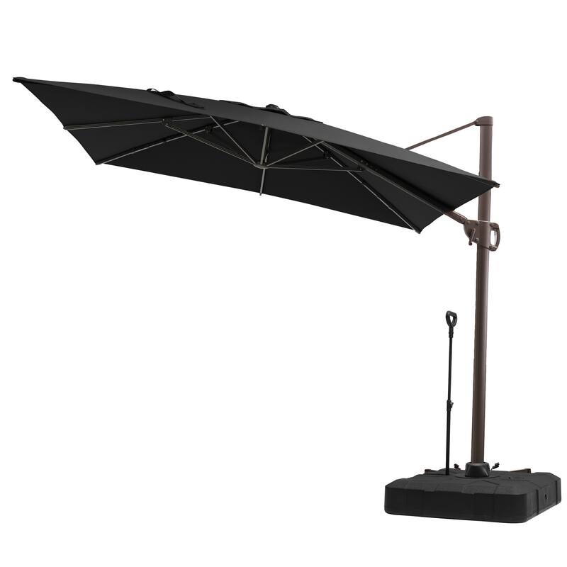 9 FT x 11 FT Outdoor Patio Cantilever-Offset Umbrella with Rod Base