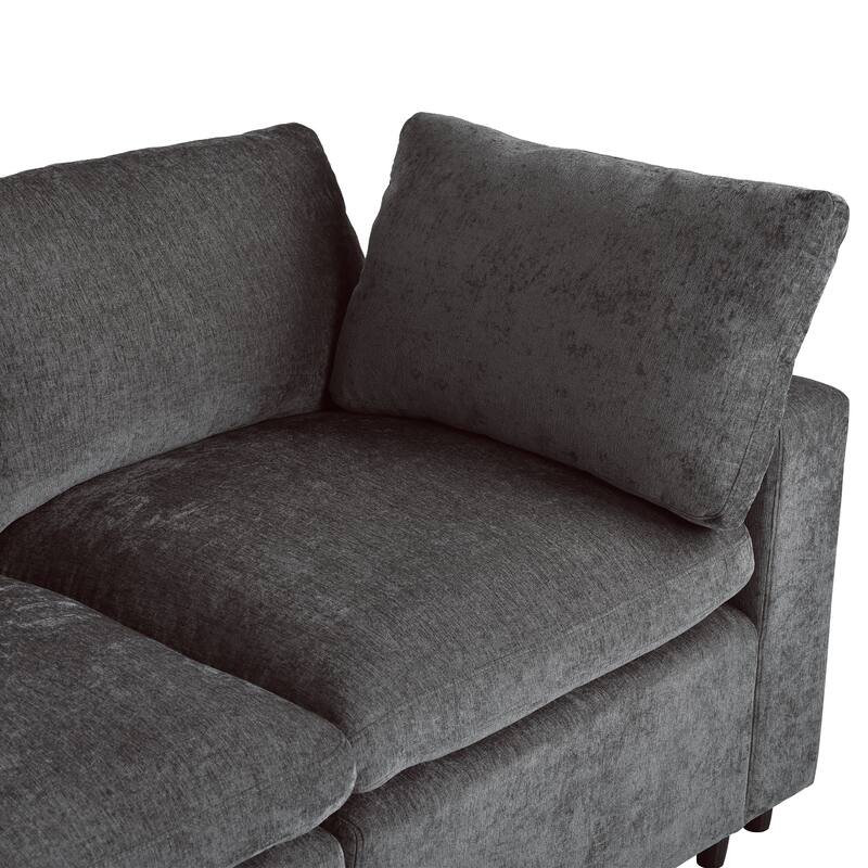 133.9" Polyester Modular Sectional Sofa U-Shaped 4-Seat with Wireless Charging, Bluetooth Speakers and USB Ports