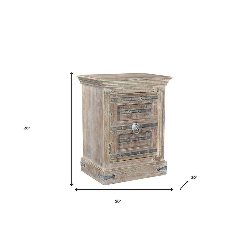 HomeRoots 36" White Solid Wood Distressed Nightstand