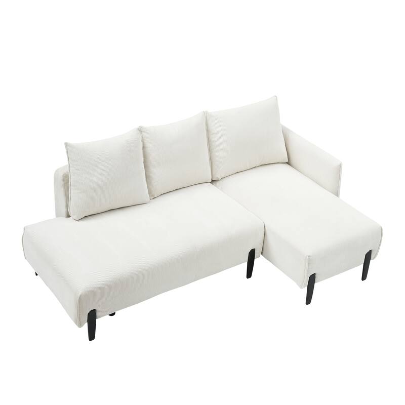 79.5 inches long, Velvet Sofa with Three Pillows, Beige/Yellow/Black, for Apartment Office Living Room