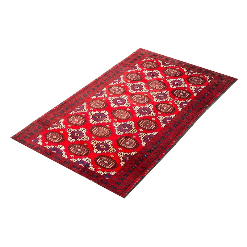 ECARPETGALLERY Hand-knotted Teimani Red Wool Rug - 3'8 x 6'4