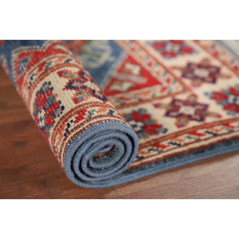 Blue Kazak Accent Rug Handmade Oriental Wool Carpet - 2'1" x 3'0"