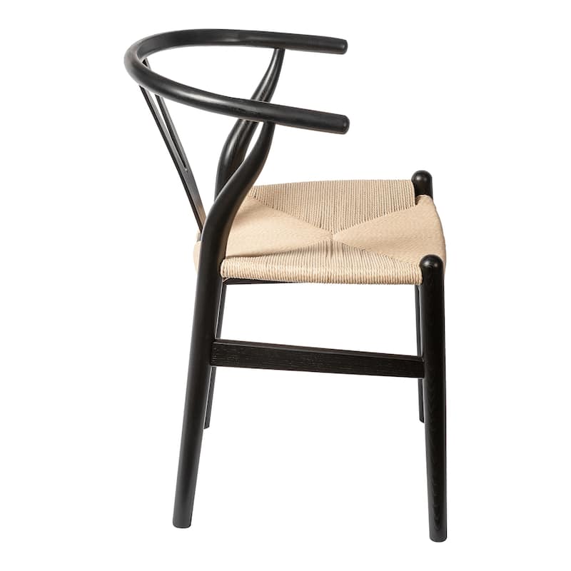 Albany-2 - Black - Natural Papercord Seat (Set of 2)