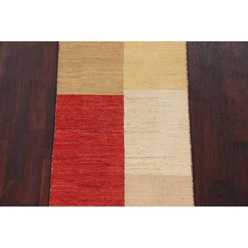 Contemporary Gabbeh Kashkoli Oriental Runner Rug Wool Handmade Carpet - 2'2" x 9'9"