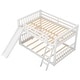 preview thumbnail 6 of 10, Full over Full Bunk Bed Wood Frame Guardrail Bed with Convertible Slide and Ladder, Compact Low Bunk Design