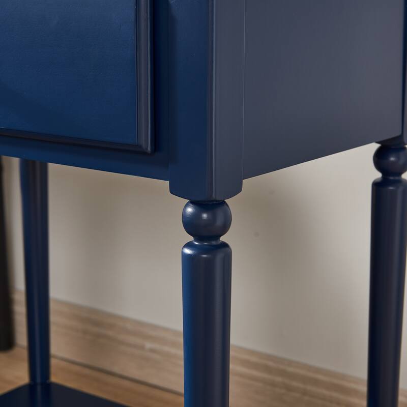Coastal Charging Nightstand Side Table One Drawer