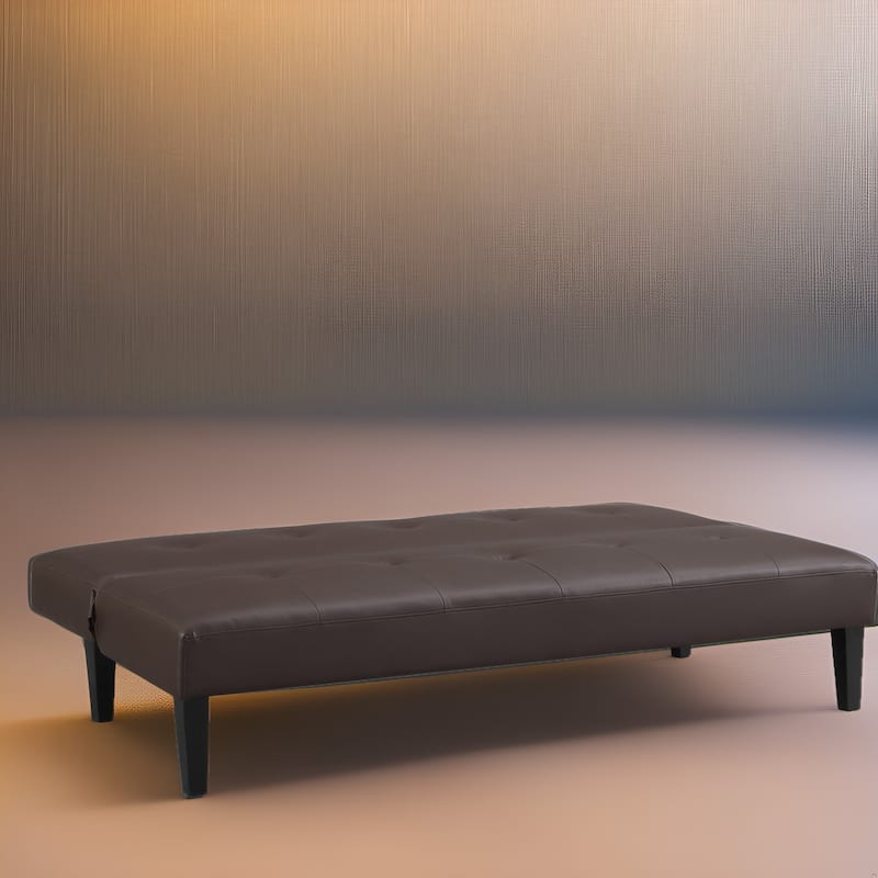 Modern Futon Sofa Bed, Convertible Couch with Wooden Legs, Recliner