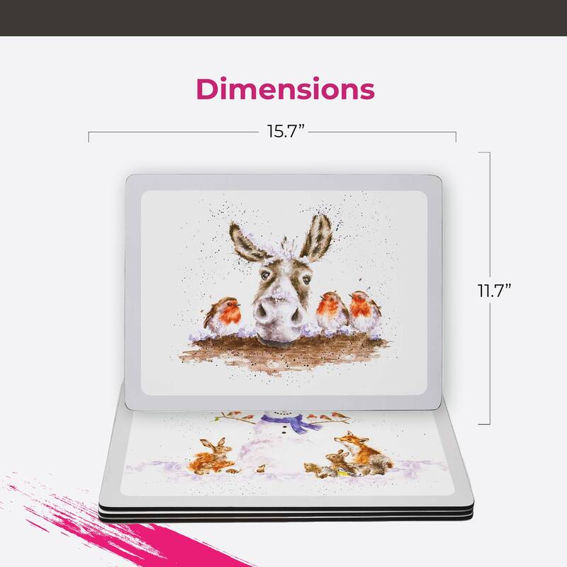 Pimpernel Wrendale Designs Set of 4 Christmas Placemats - 15.7" L x 11.7" W