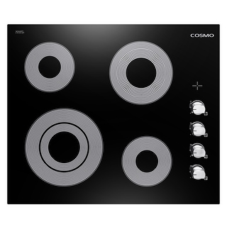 Cosmo 24 in. Electric Ceramic Glass Cooktop with 4 Elements, Dual Zone Element, Hot Surface Indicator Light and Control Knobs