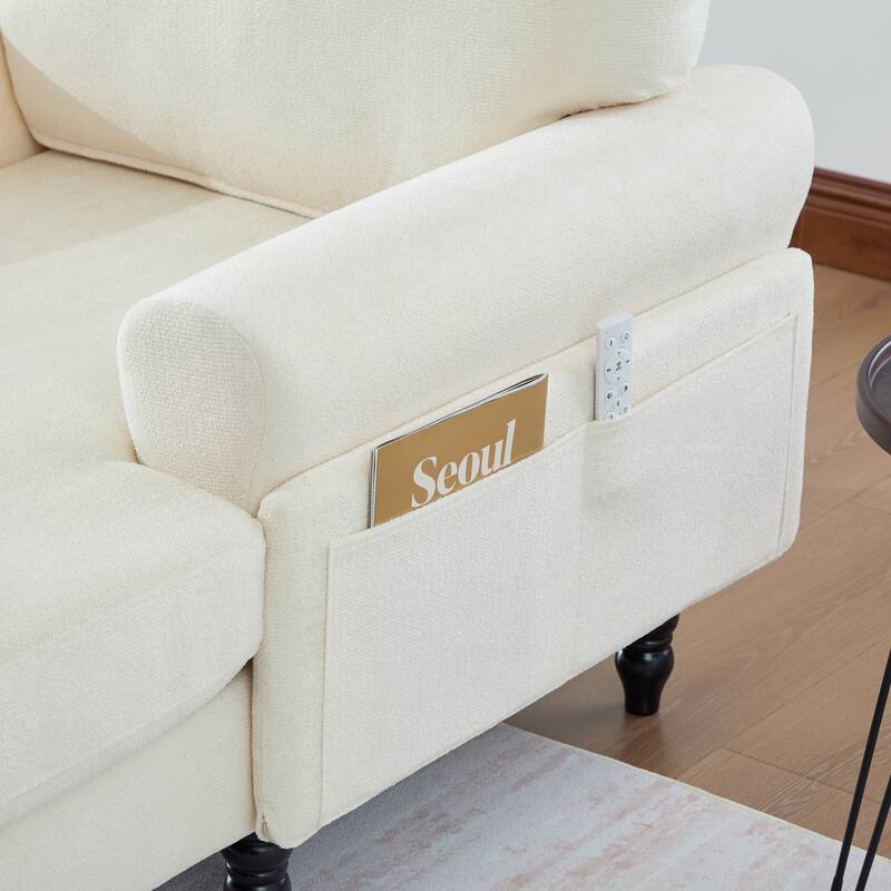 Chenille Fabric Chaise Lounge Arm Chair, Single Sofa Chair Sleeper Recliner