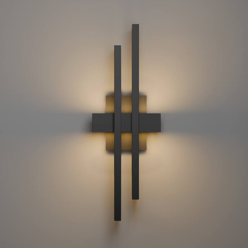 Modern Geometric Matte Black LED Flush Mount Wall Sconce Set of 2 or 1