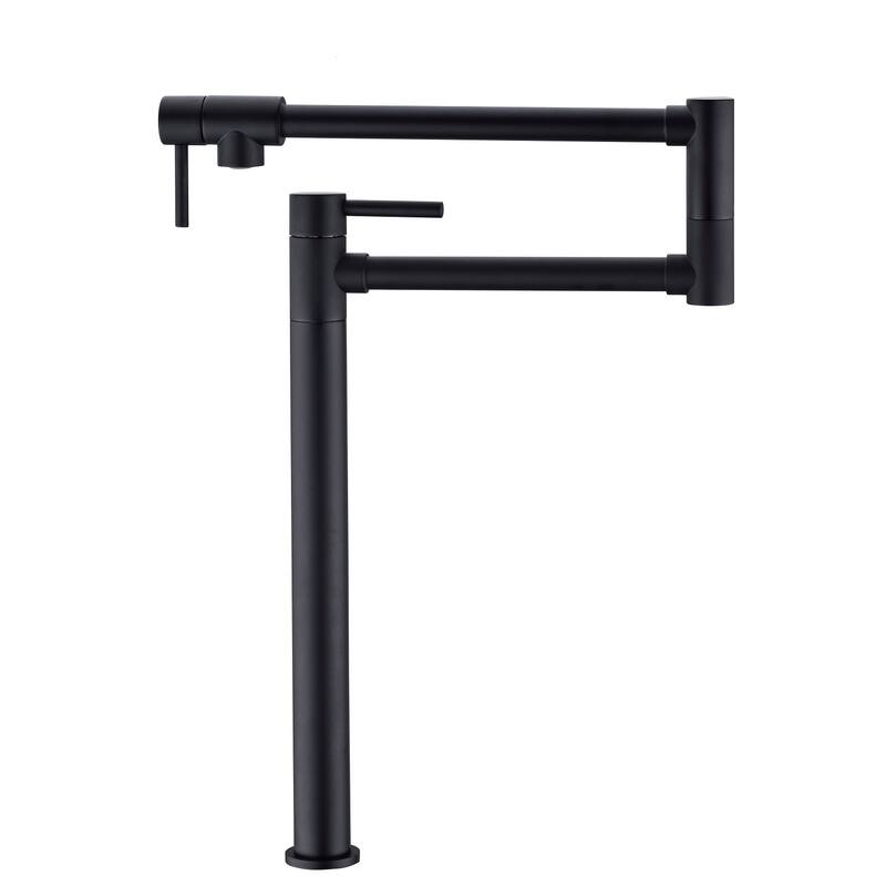 Kitchen Pot Filler Faucet Deck Mounted Double Joints Free Rotating Modern Retractable Commercial Single Hole Kitchen Faucet - Matte Black
