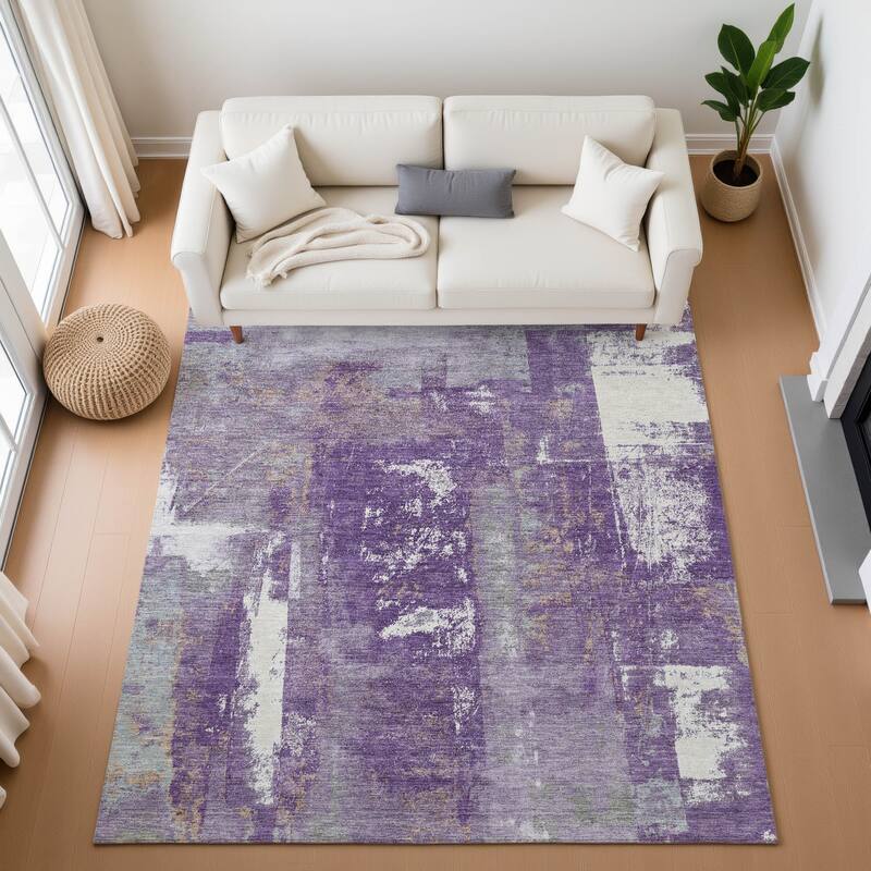 Premium Washable Super Soft Abstract Impressions Mayfield Rug - Purple - 9' x 12'