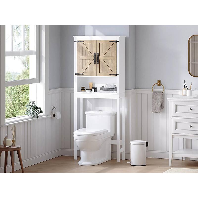 COSTARS Farmhouse Over-the-Toilet Storage Cabinet with Barn Doors