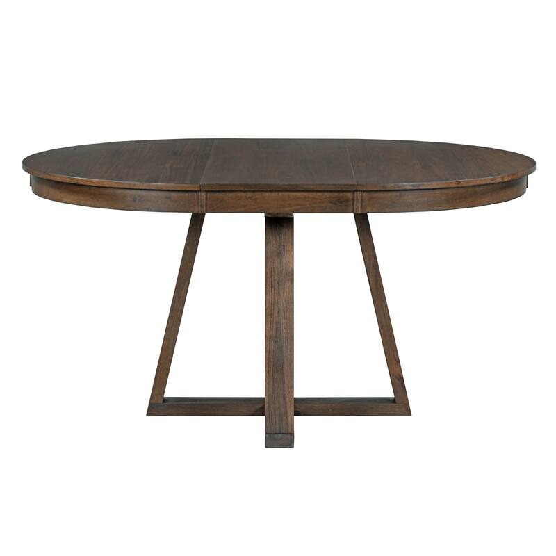 5-Piece Wooden Dining Table Set with Expandable Round Table & 4 Chairs