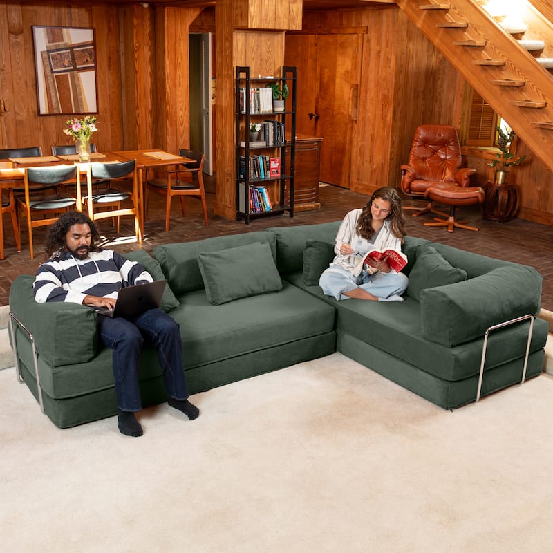 Jaxx Unsofa Modular Convertible Sectional Sofa with Fold Out King Sleeper Bed