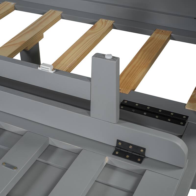 Space-Saving Queen Murphy Bed with Hidden Storage and Modern Woven Design, Gray