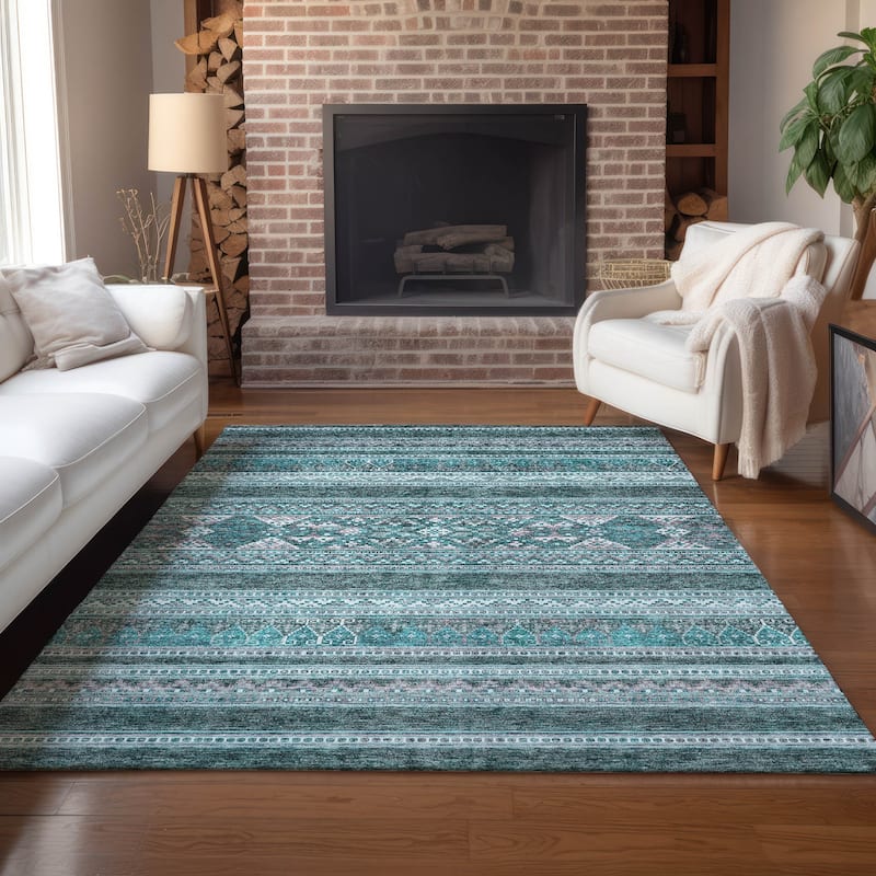 Machine Washable Indoor/ Outdoor Chantille Boho Tribal Rug