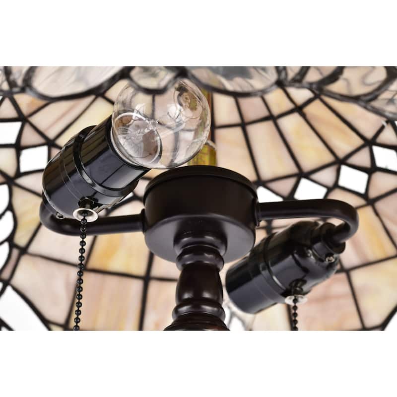 Tiffany-style Pearl White Baroque Table Lamp