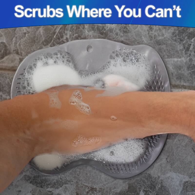 Shower Back Scrubber & Foot Cleaner - Silicone Bath Brush for Exfoliating Feet & Back, Non-Slip Massage Pad with Soft Bristles