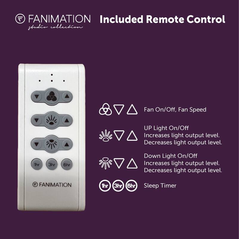 Fanimation Studio Collection Upright 48 inch Black Ceiling Fan with LED Light and Remote