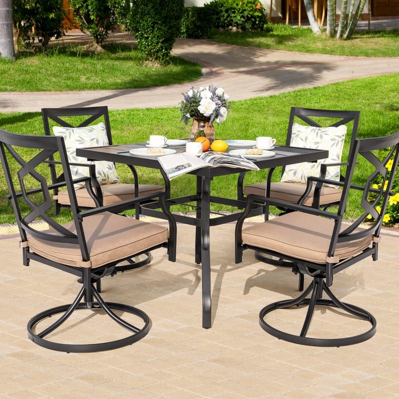Outdoor Set With Swivel Chairs - Antique Black