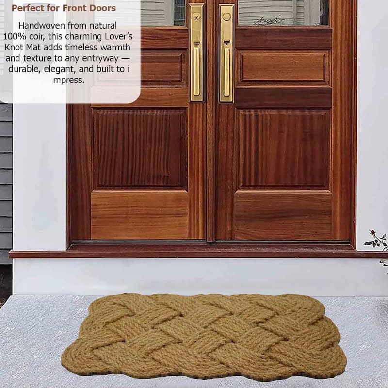 Gardenised Heavy Duty Coco Coir Doormat Non Slip PVC Baking Embossed Welcome Design Natural Coconut Fiber Floor Mat 18x30"