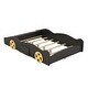 preview thumbnail 9 of 16, Full Size Race Car-Shaped Platform Kids Bed Frame with Wheels and Storage for Bedroom, No Box Spring Required, Black+Yellow
