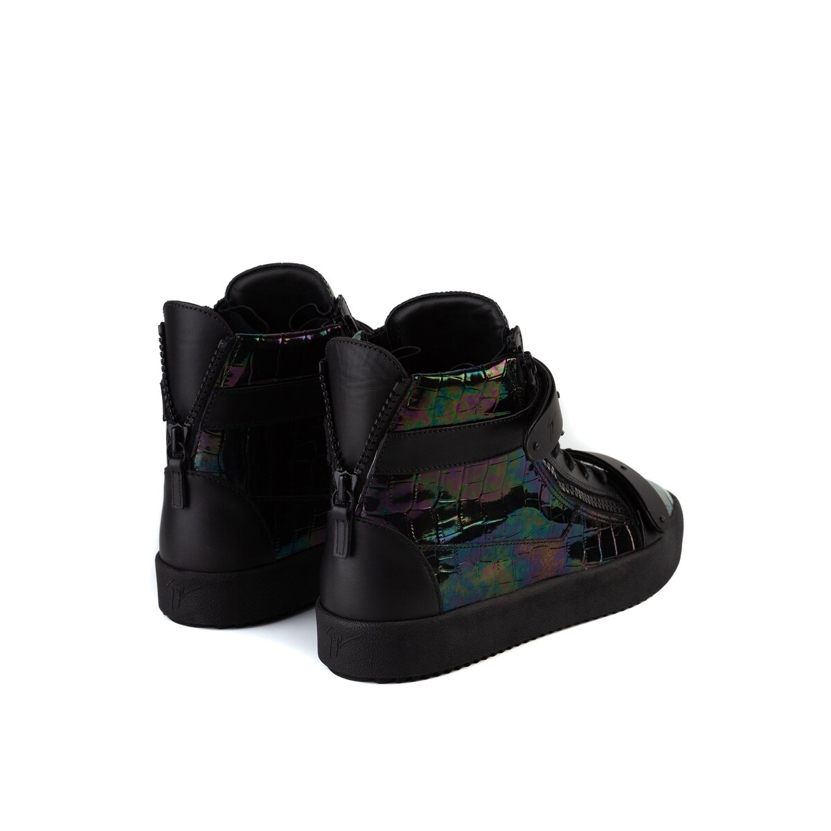 black shiny high top sneakers