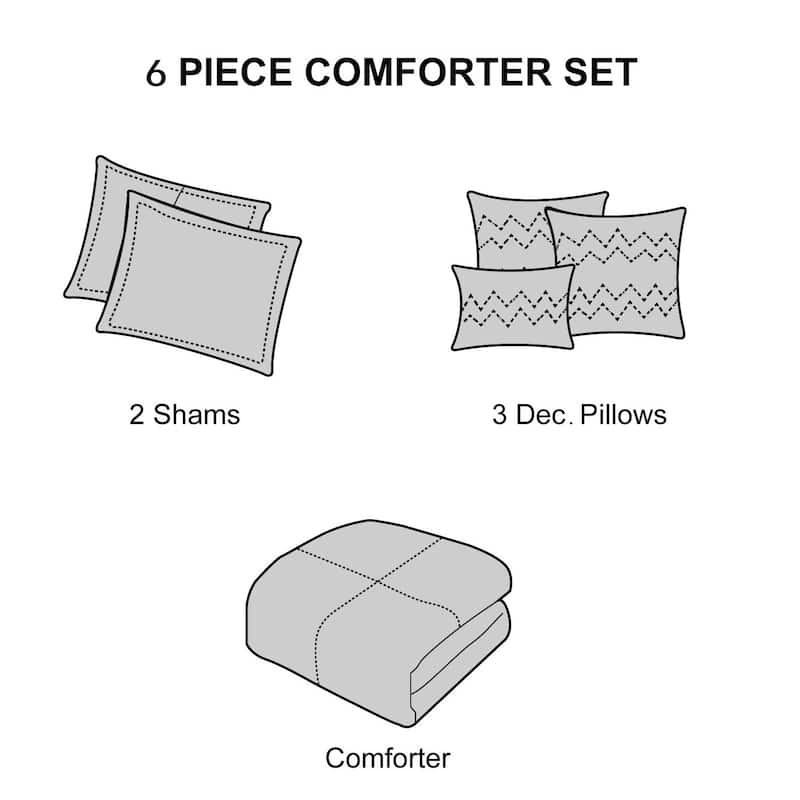 Grand Avenue Pandora Leaf Pattern Corded 6-Piece Comforter Set