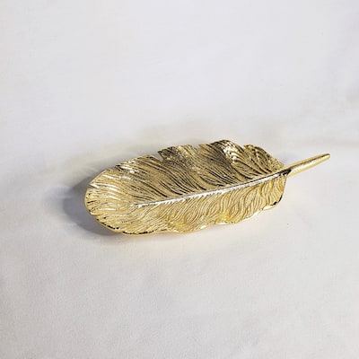Stainless Steel Gold Leaf dish 14.25 x 7"