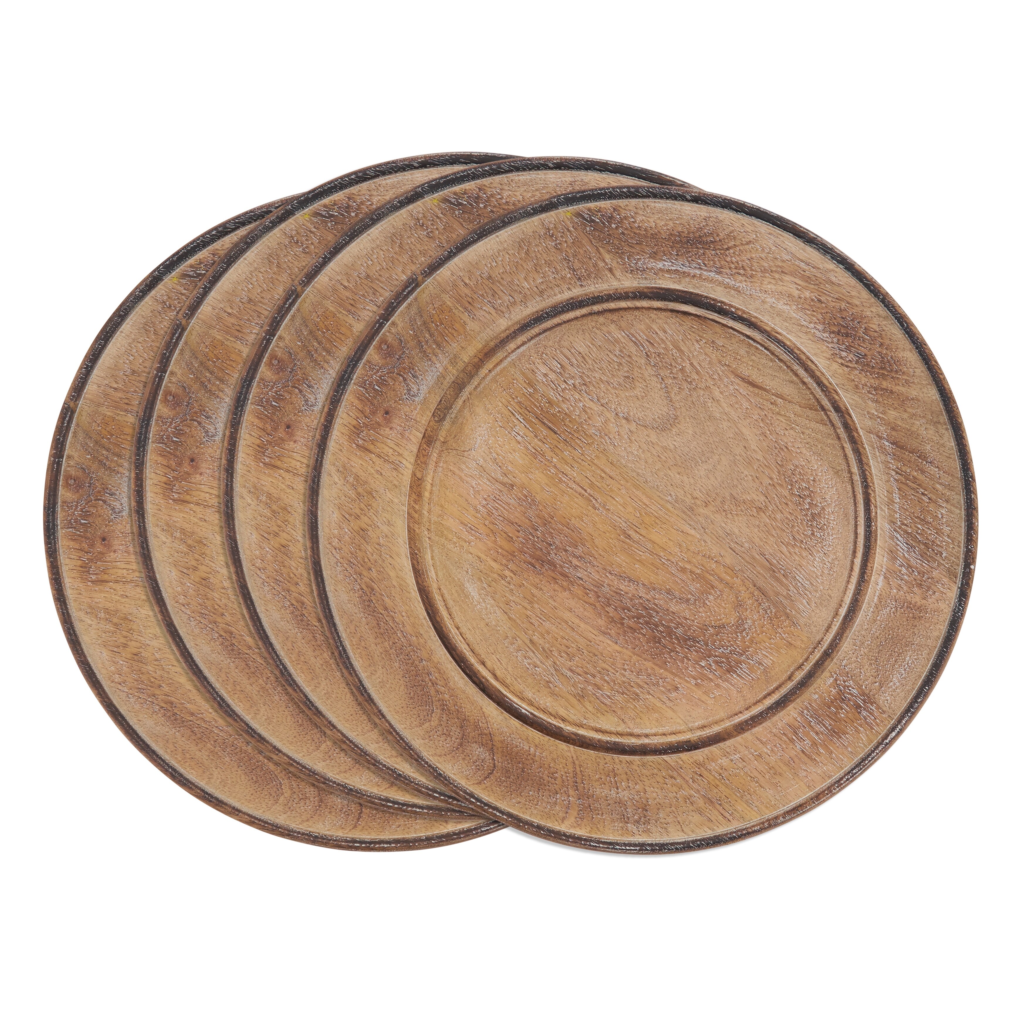 Charger Plates With Wooden Design Set Of 4 Overstock 31418317