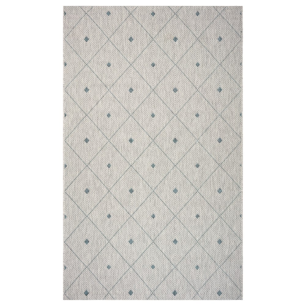 Sevita Sadie Contemporary Geometric Blue/Gray Durable Performance Indoor/Outdoor Area Rug