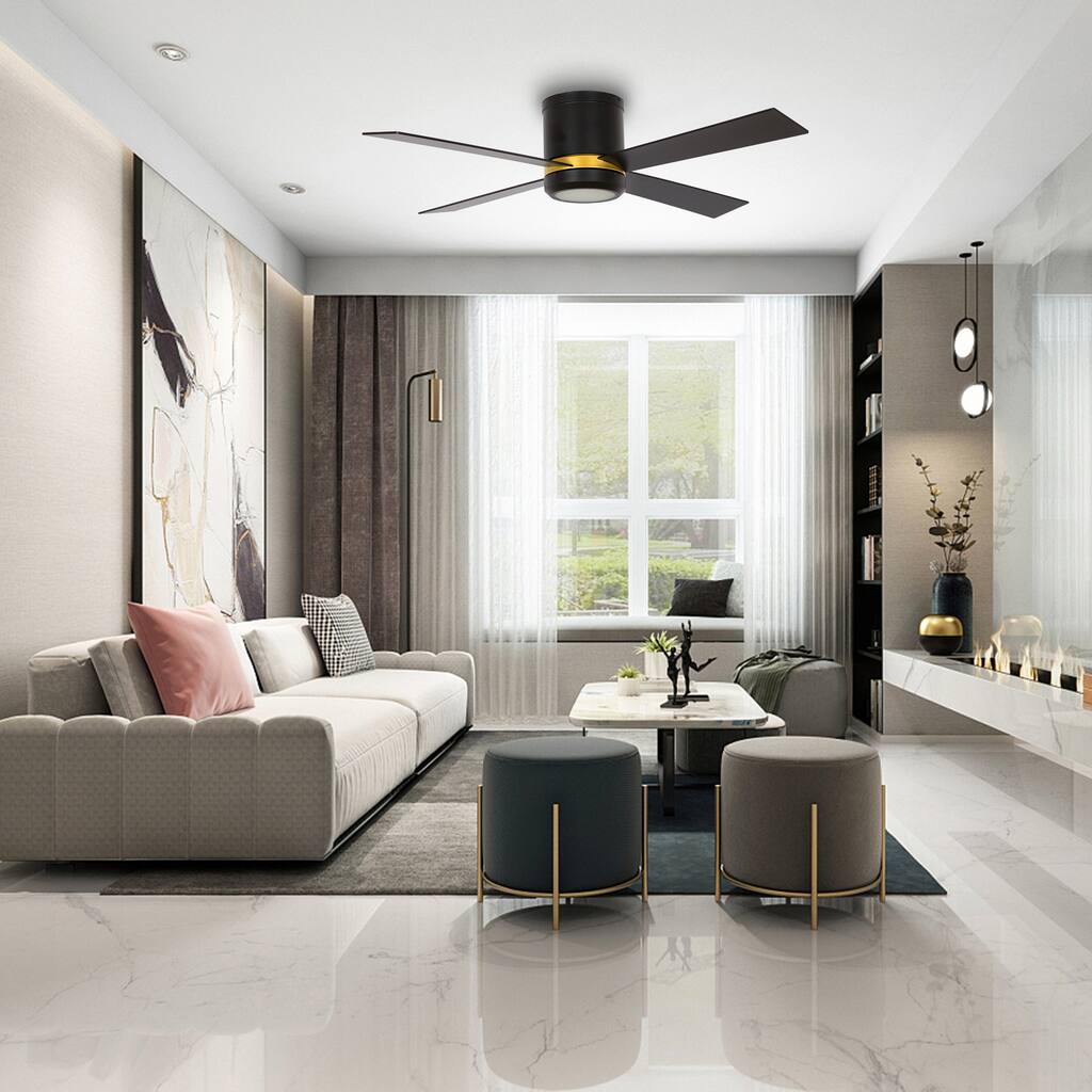 Aiga 52-inch Indoor Smart Ceiling Fan with Wall Control,LED Light Kit and Remote,Works with Alexa/Google Home/Siri