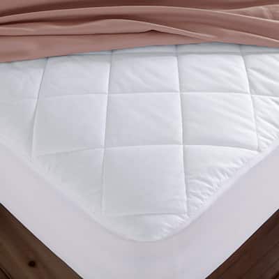 Simply Essential Extra Deep 18" Cotton & Down Alternative Quilted Mattress Pad - White