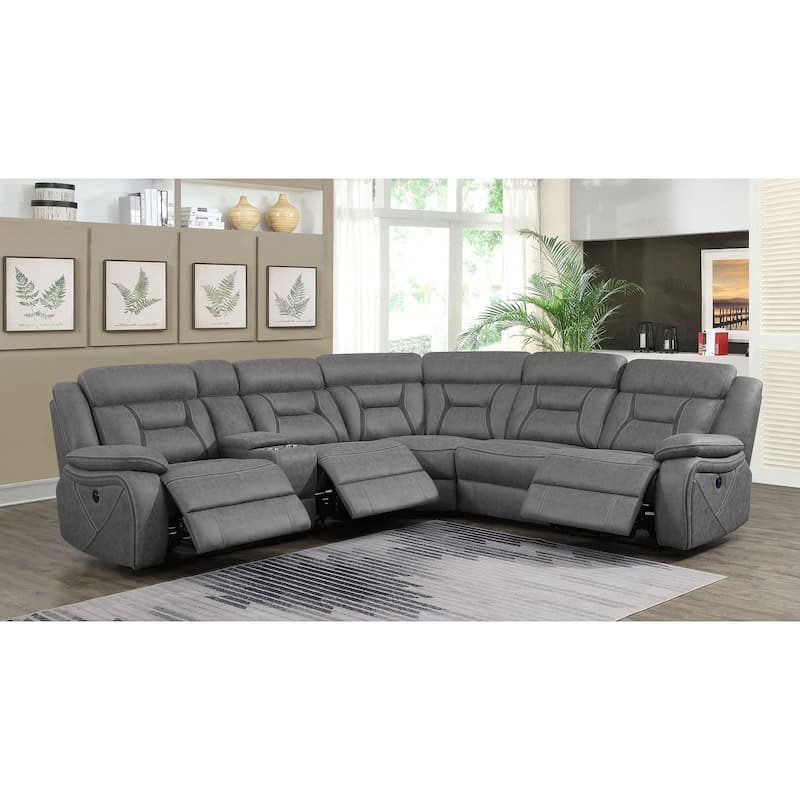 Higgins Upholstered Power Reclining Sectional Sofa Grey