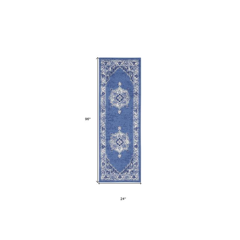 Joqu Power Loomed Distressed Abstract Floral Non Skid Stain Resistant Area Rug By HomeRoots - 96' X '24' X '0.39