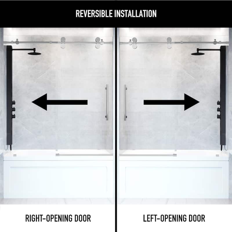 VIGO Elan 56" to 60" W x 66" H Frameless Sliding Tub Door