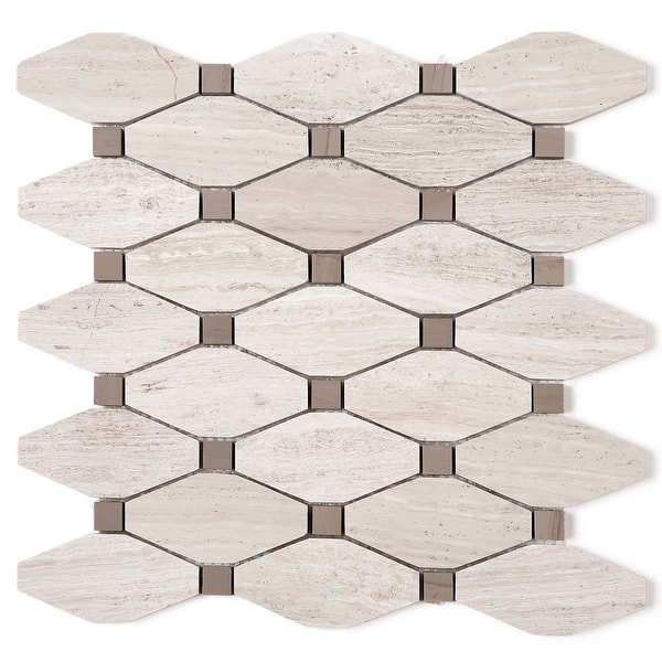 TileGen. Long Diamond Shape Cyrstal Random Sized Marble Mosaic Tile in ...