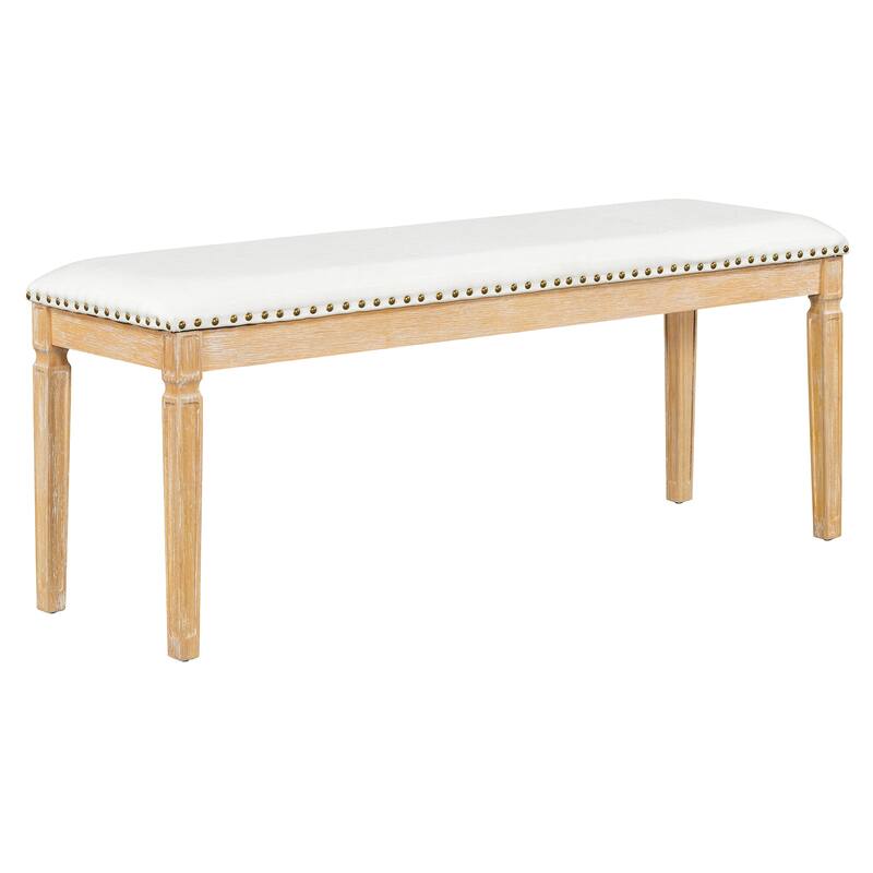 6 Piece Dining Table Set Extension from 59 to 72-Inches, Wood Kitchen Dining Table Set with 4 Upholstered Chairs & Bench