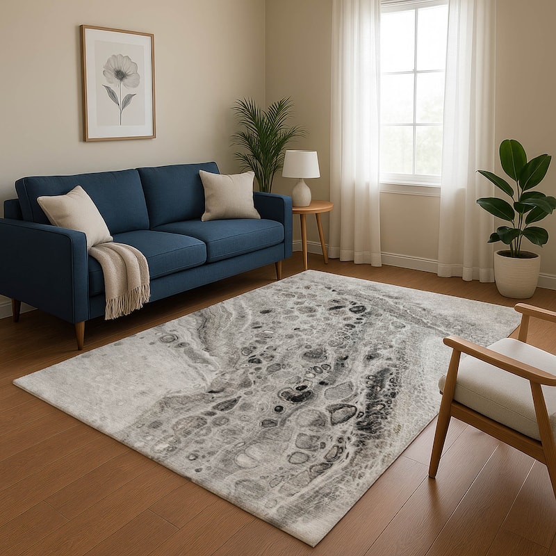 Premium Washable Super Soft Abstract Chic Mayfield Rug - Pewter - 9' x 12'