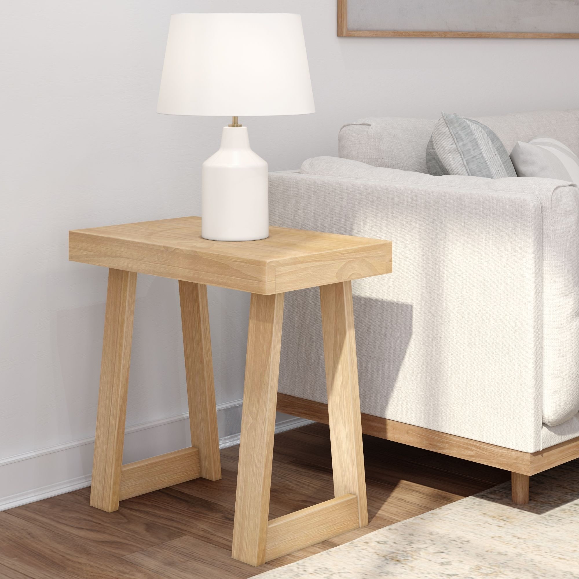 Classic 25-inch Rectangle Solid Wood Side Table for Small Spaces