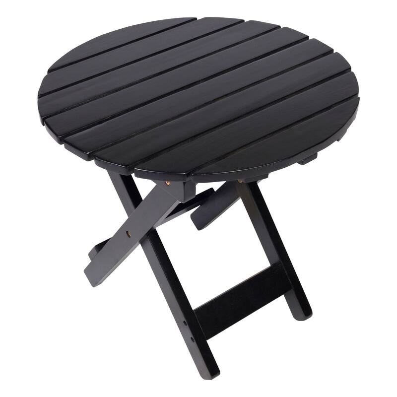 Aspen Assembled Round Acacia Outdoor Folding Side Table - Black
