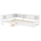 preview thumbnail 19 of 34, L-Shaped Twin Platform Bed with Trundle, Solid Wood Frame, Built-In Drawers & Shelves, No Box Spring Needed