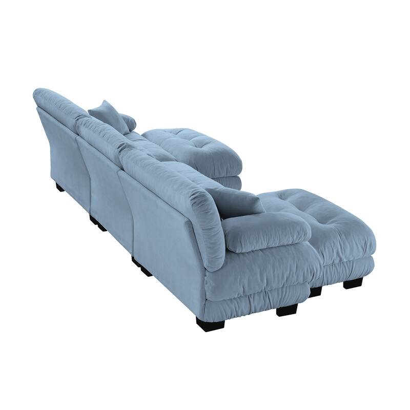 133.8" Chenille U-Shaped Cloud Sectional Sofa (3-Seater Modular) with 2 Ottomans