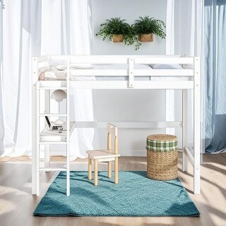 Comprehensive Design Twin Loft Bed with built-in desk, Space-saving, Safety and Quality Guaranteed, Stylistic Elements, White