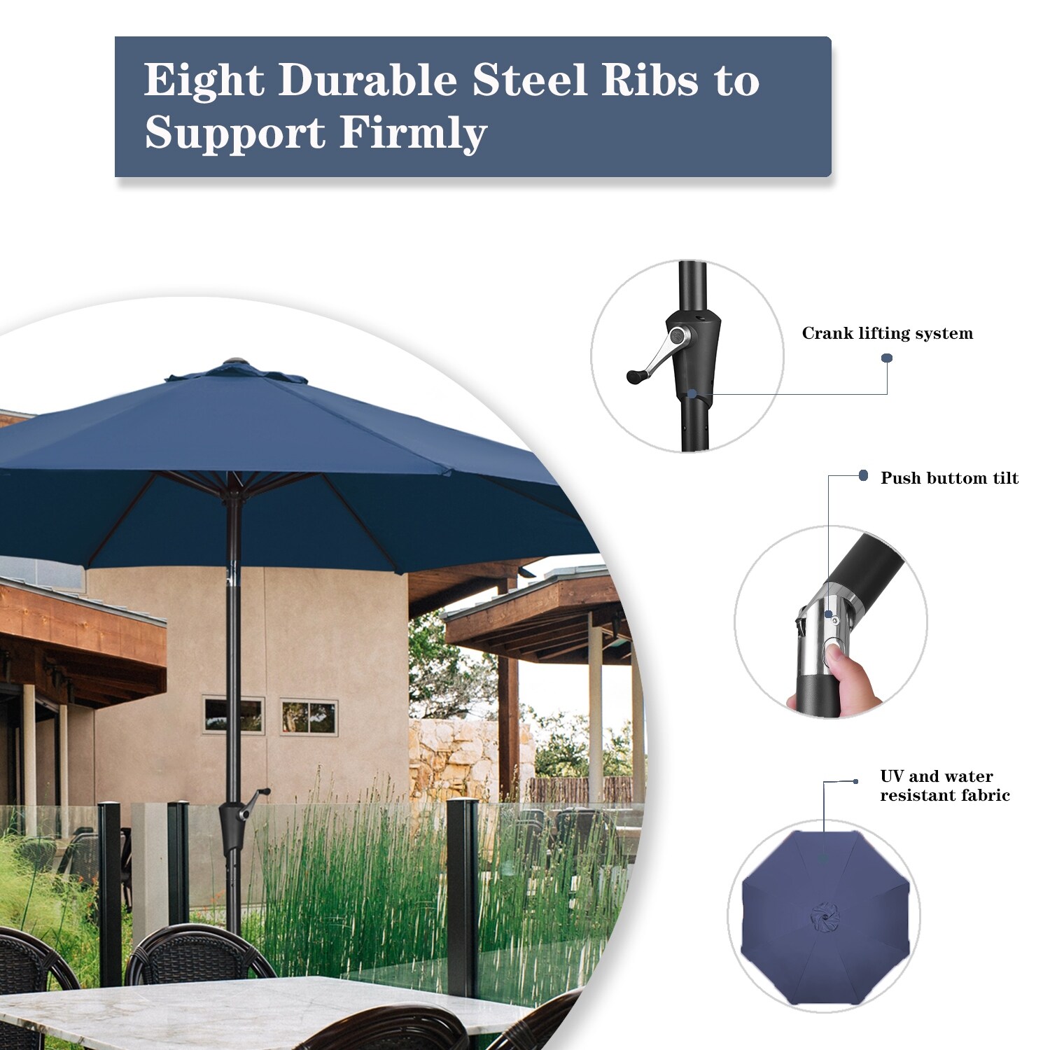 Ainfox 11-foot Patio Umbrella with a 1.9-inch Pole (Base not 