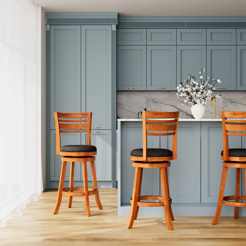 30" Bar Height Slat Back Swivel Stool